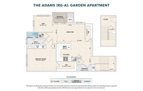 Floor plan for 1 bed, 1.5 baths, 1183 sqft